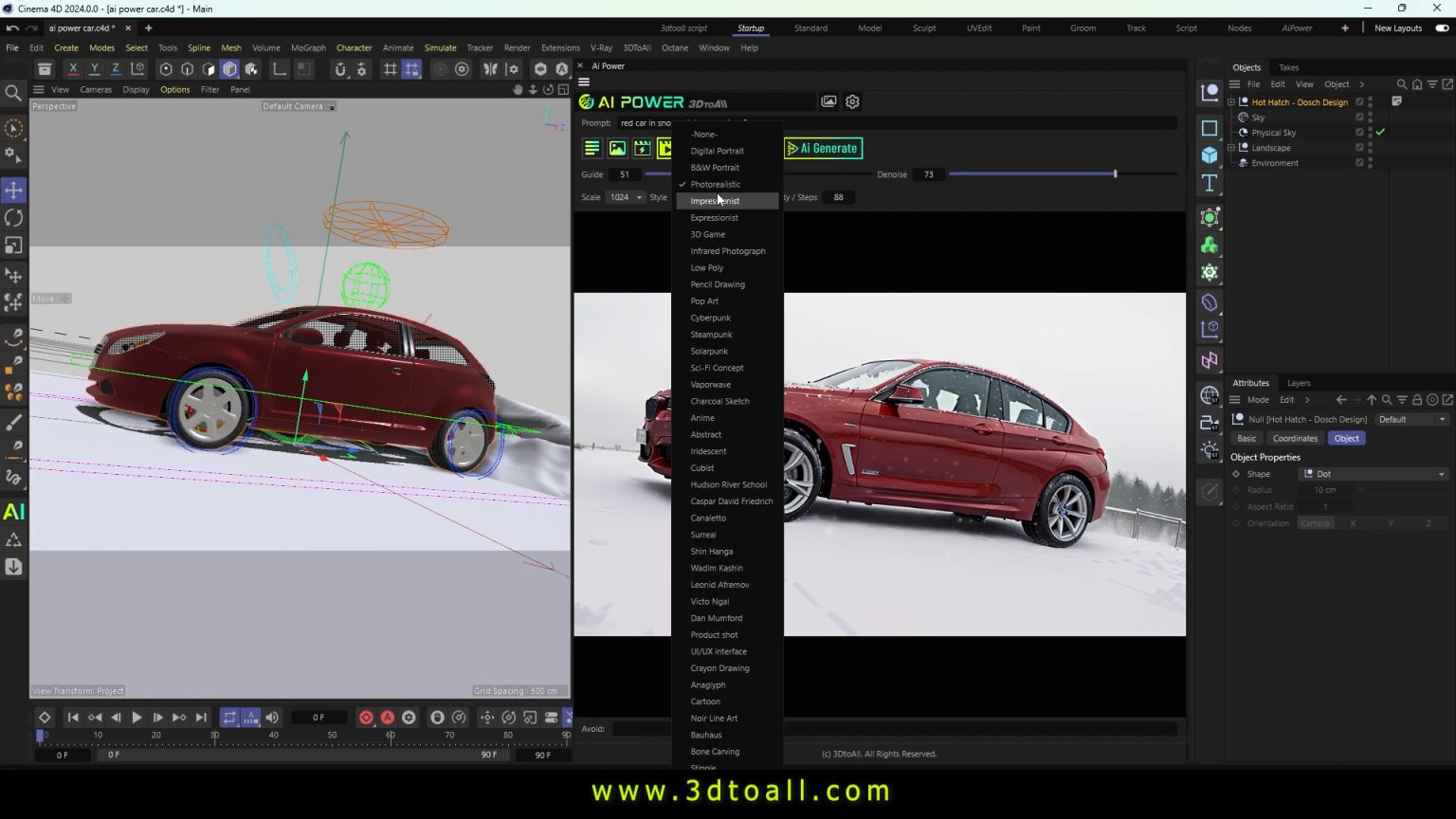 Ai Power toolbar in Cinema 4D